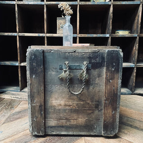 Vintage Pine Military Storage Crate With Twin Rope Handles