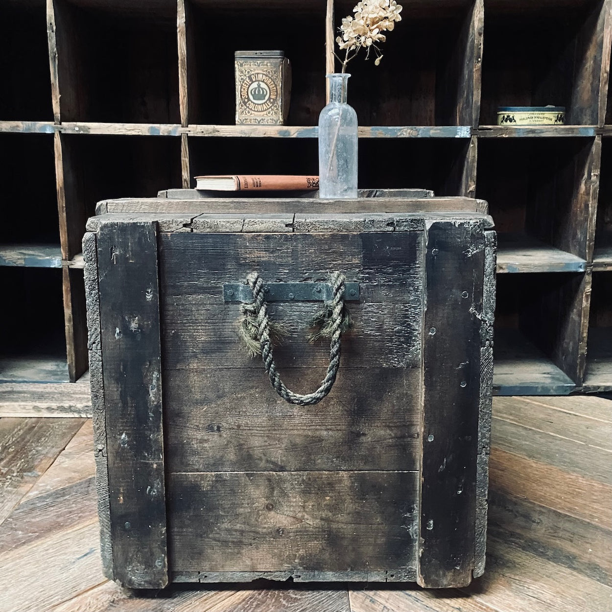 Vintage Pine Military Storage Crate With Twin Rope Handles