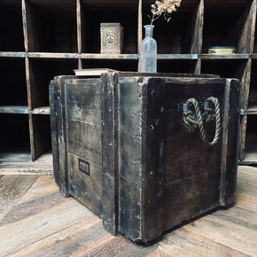 Vintage Pine Military Storage Crate With Twin Rope Handles