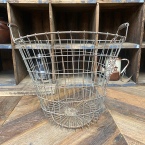 Vintage Wire Basket with Wooden Handles.