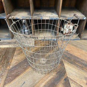 Vintage Wire Basket with Wooden Handles.