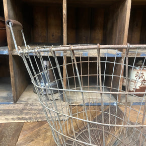 Vintage Wire Basket with Wooden Handles.