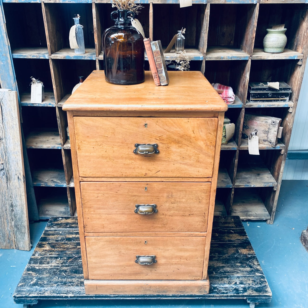 Antique Pine Bank Of Drawers