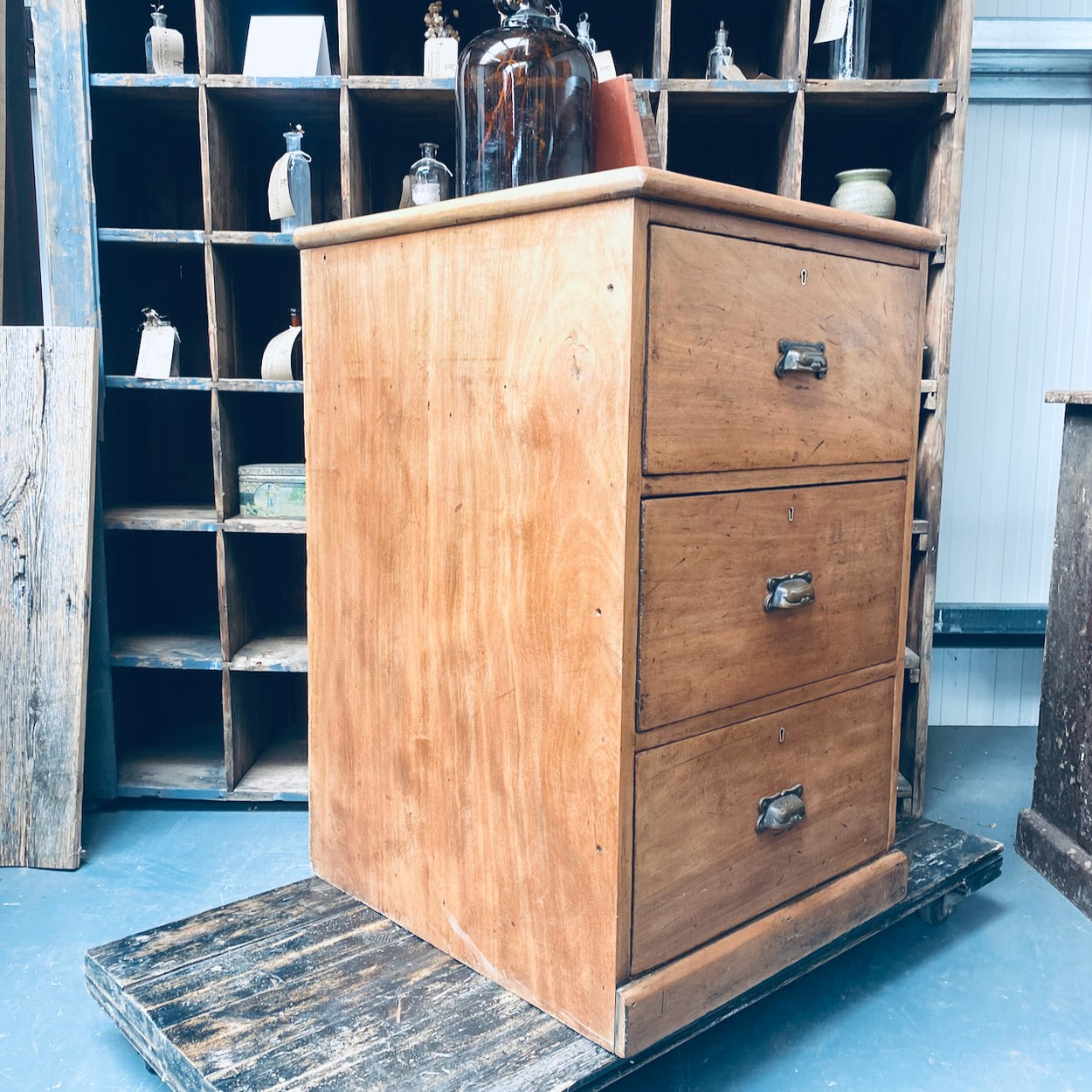 Antique Pine Bank Of Drawers