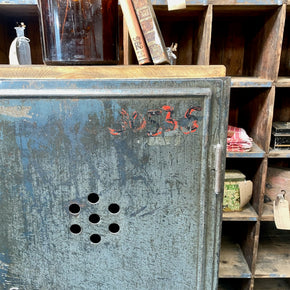 Industrial Metal Cupboard With Oak Top