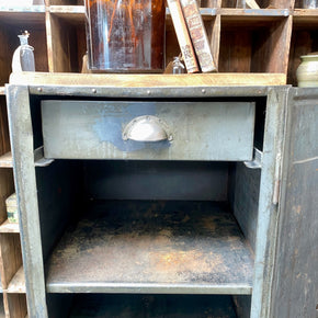 Industrial Metal Cupboard With Oak Top