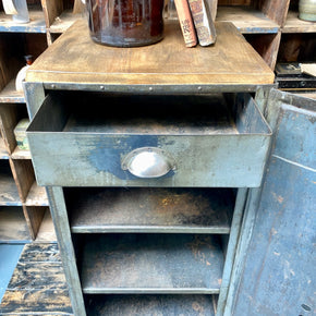 Industrial Metal Cupboard With Oak Top