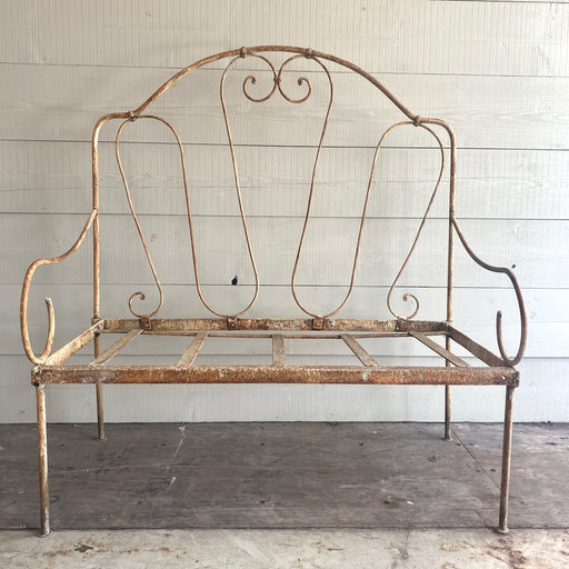 Antique French wrought iron bench