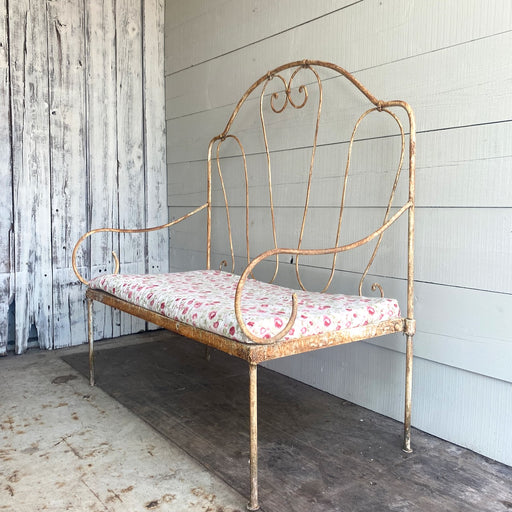 Antique French wrought iron bench