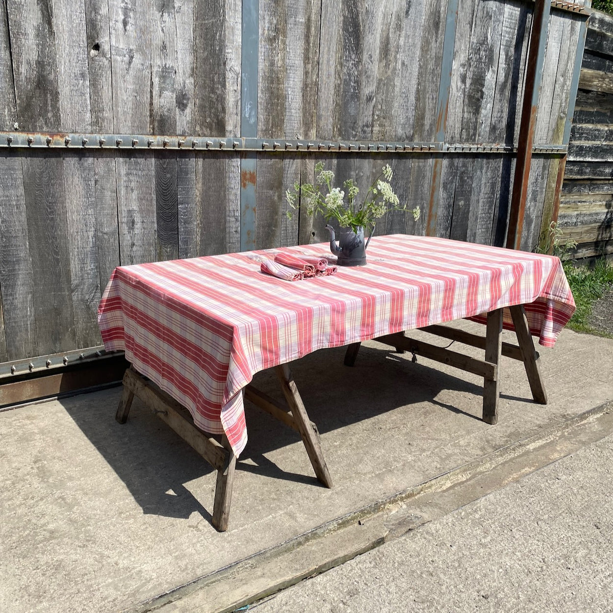 Large Antique French Table Cloth And Napkins