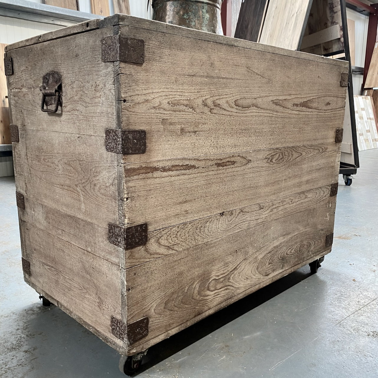 Large Vintage Wooden Grain Chest