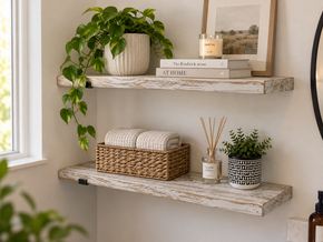 Reclaimed White Washed Pine Scaffold Board Shelf