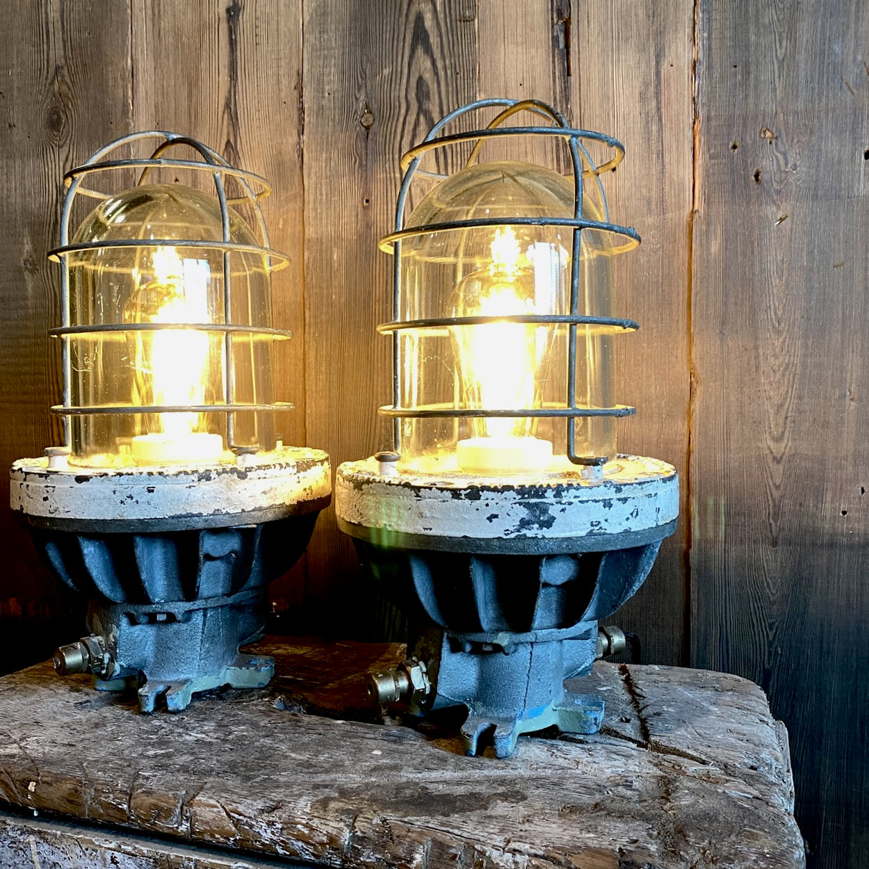 A Pair of Vintage Flameproof Lamps