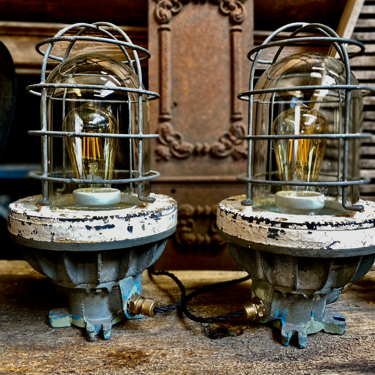 A Pair of Vintage Flameproof Lamps