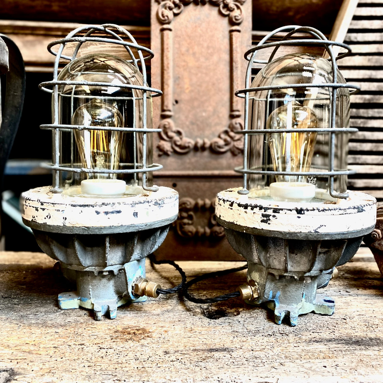 A Pair of Vintage Flameproof Lamps