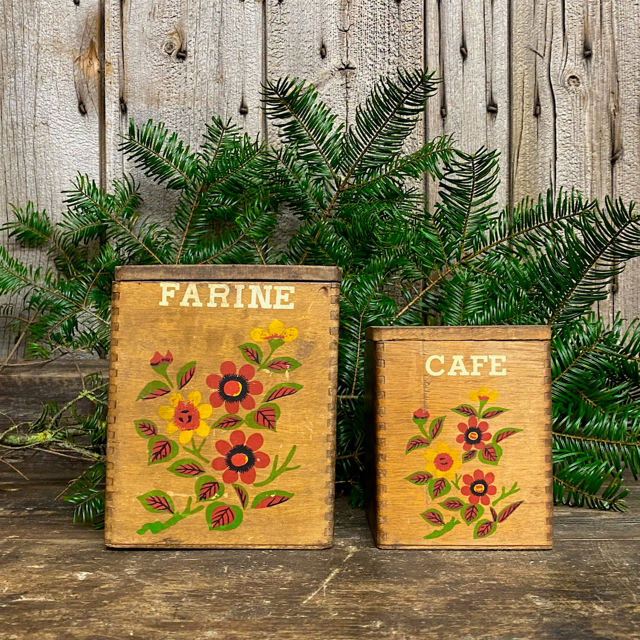 Vintage French Wooden Kitchen Boxes Set 2 — Lawson's Yard