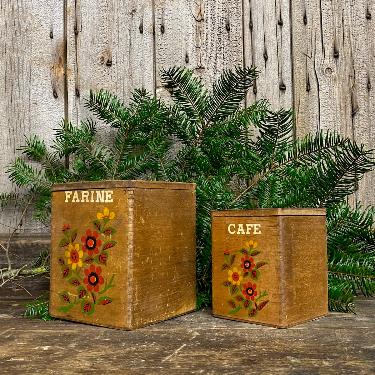Vintage French Wooden Kitchen Boxes Set 2 — Lawson's Yard