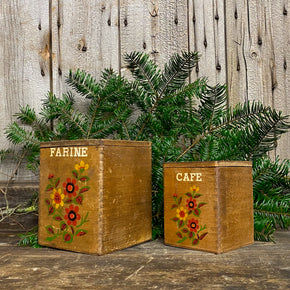 Vintage French Wooden Kitchen Boxes Set 2