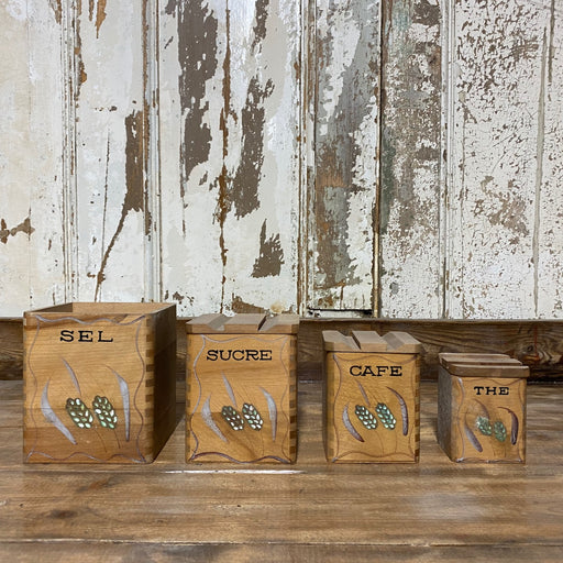 French Wooden Kitchen Canisters
