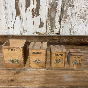 French Wooden Kitchen Canisters