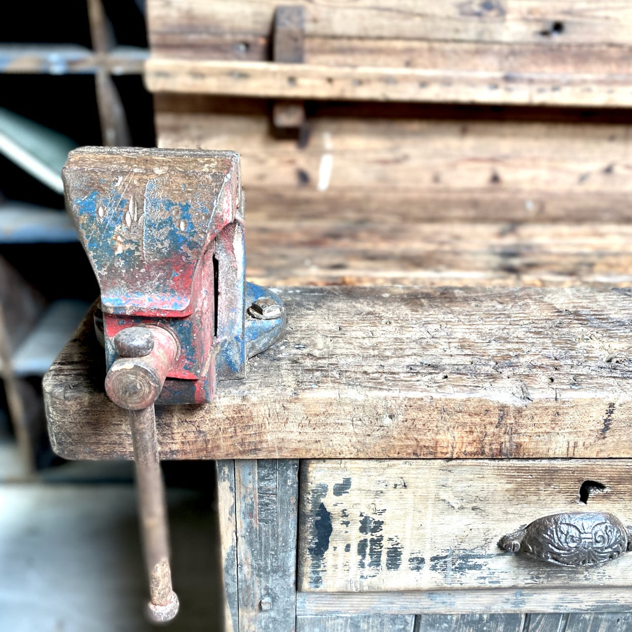 Engineering Workbench Front View Vintage Engineers Workbench — Lawson's Yard LTD